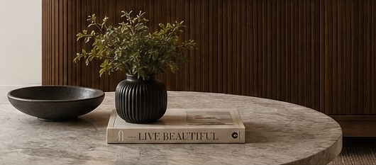 Styled coffee table with textiles